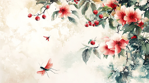 唯美花鸟风景画