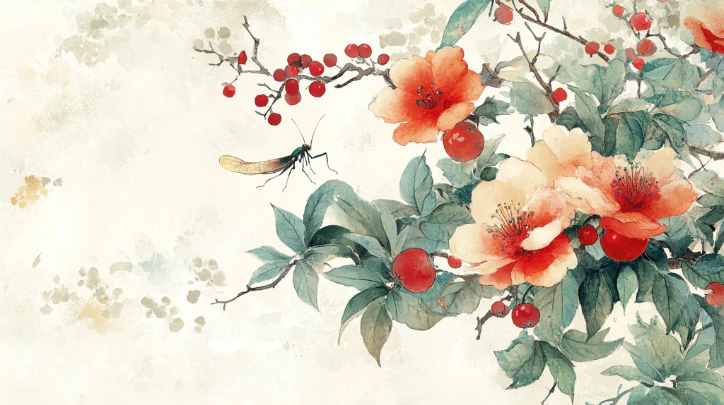 石榴花工笔花鸟