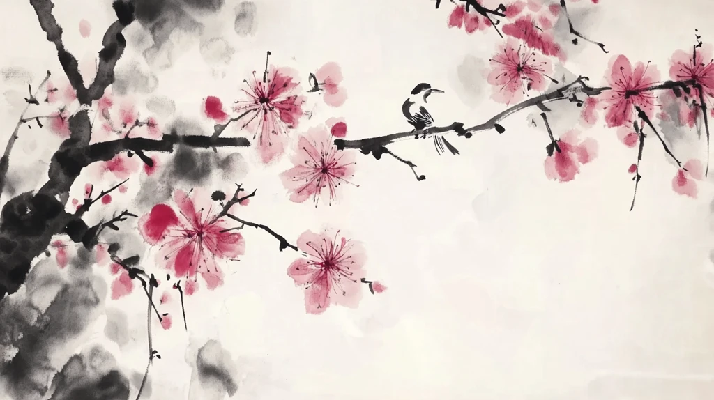 水彩梅花墙纸