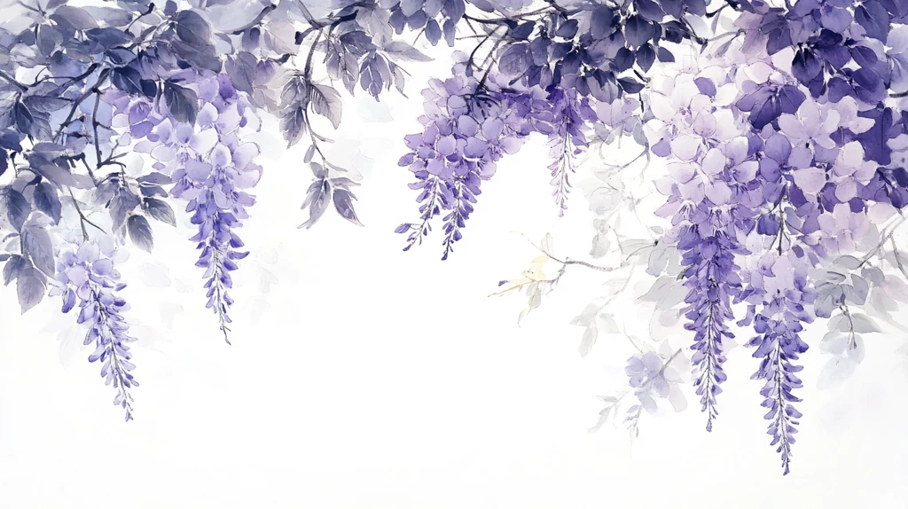唯美紫藤花水彩插画