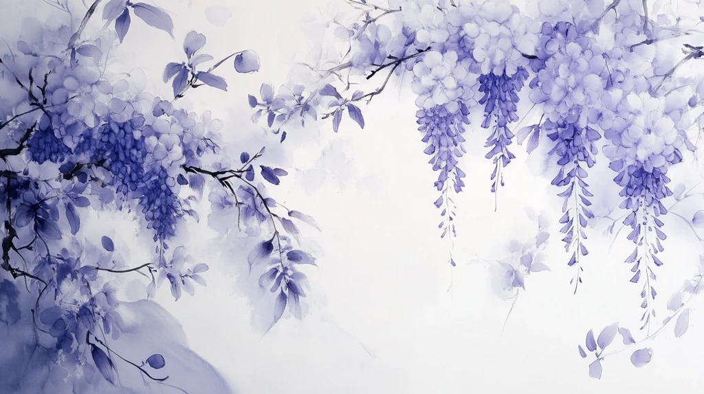 水彩蓝花楹背景墙