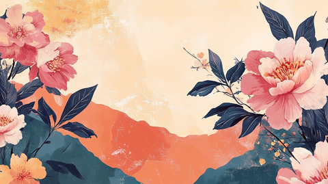 手绘春天古风花卉背景