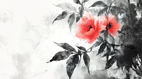 水墨扶桑花
