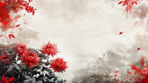 暖色调墨韵唯美红色