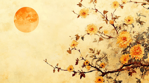 花好月圆水墨山水画