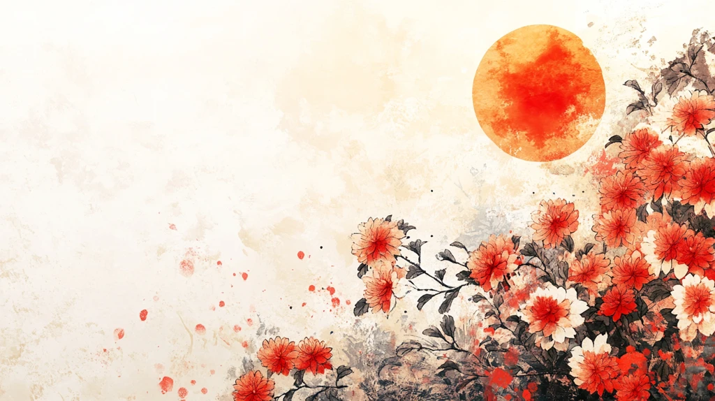 花好月圆水墨山水画