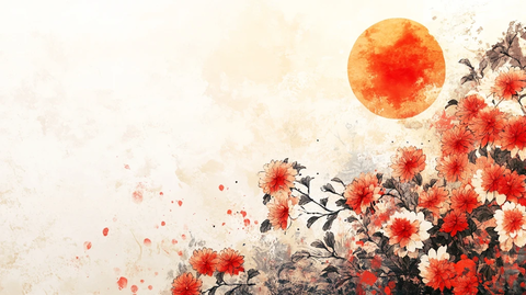 花好月圆水墨山水画