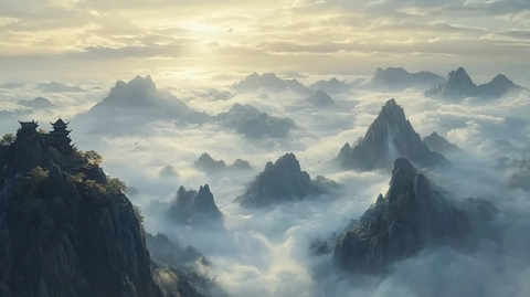 云雾缭绕仙山梦境