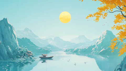 古风秋天景色插画