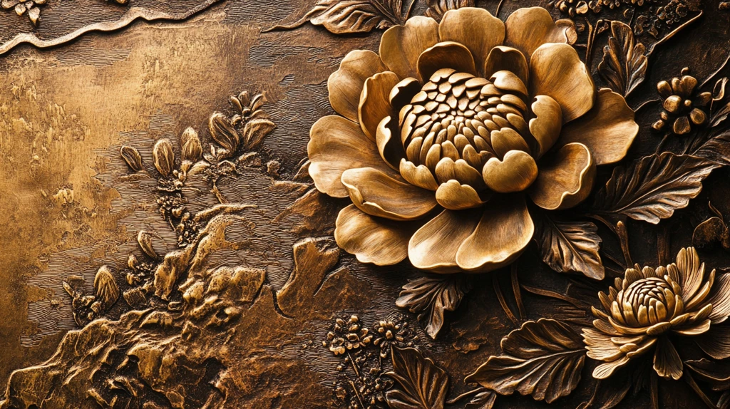 浮雕金属牡丹花