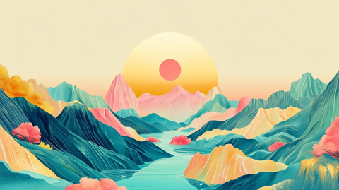 创意山水插画插图