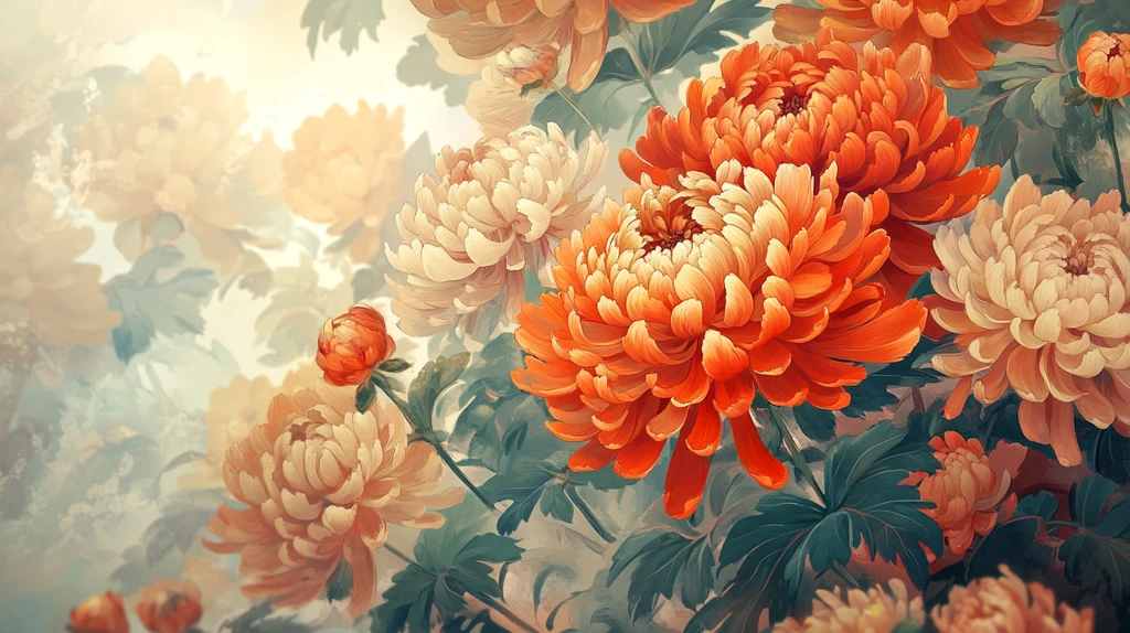 菊花牡丹花开富贵