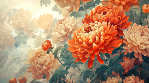 菊花牡丹花开富贵