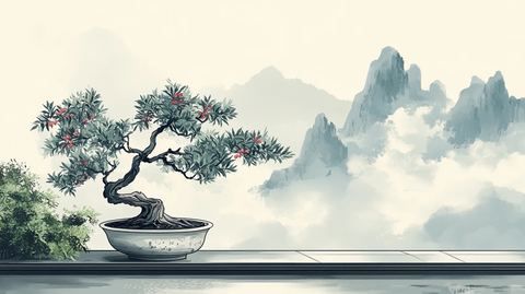 古典古风复古迎客松