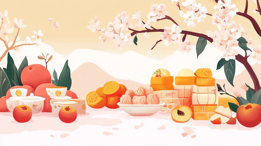 桃罐头包装插画