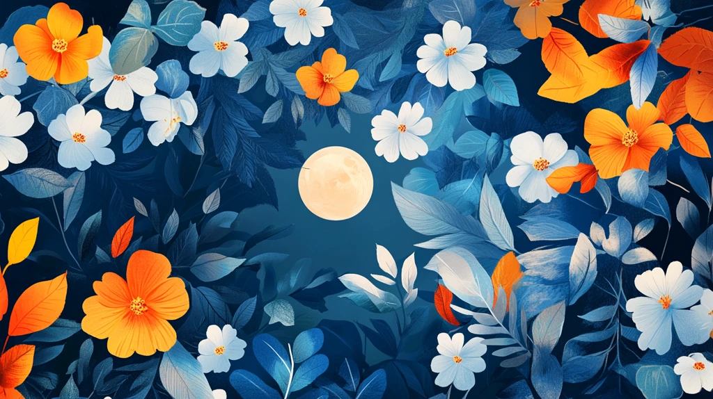 花好月圆包装插画