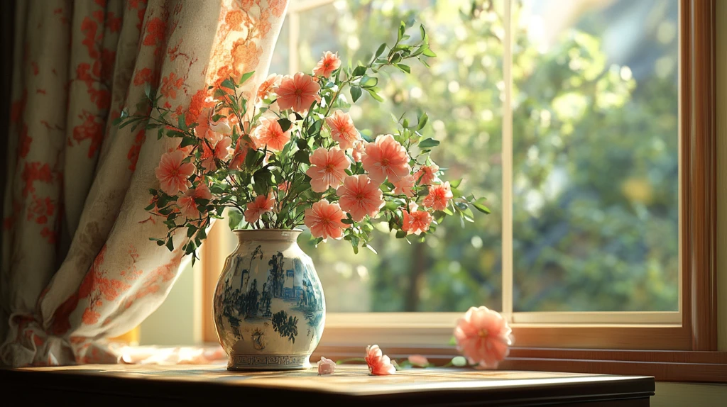 菊花郡花农家窗边复古