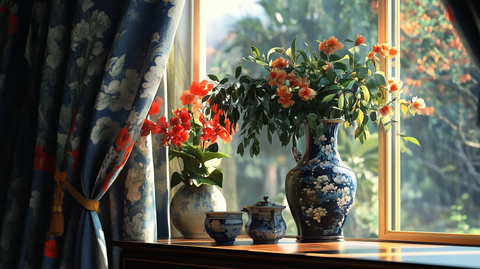 菊花郡花农家窗边复古