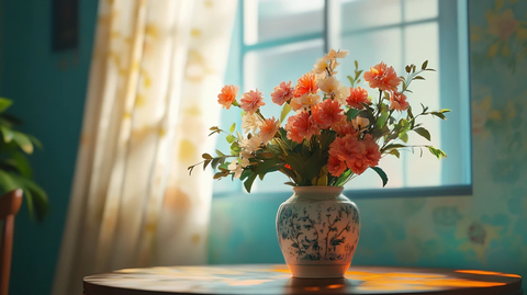 窗台上摆放的花