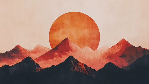 红日水墨山水