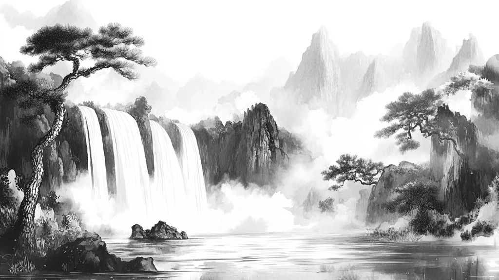 水墨数字画山水画壁纸