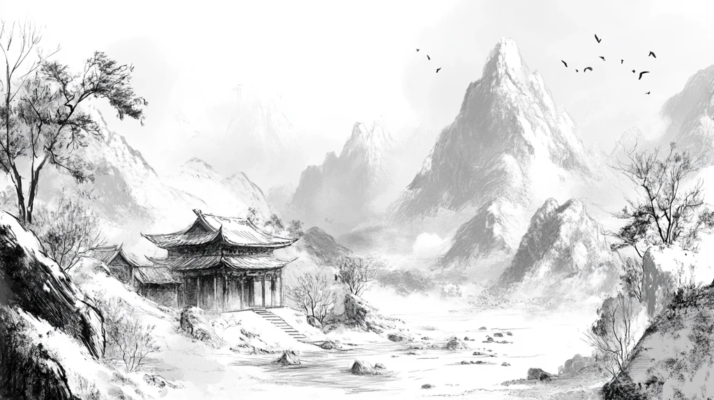 古风山水画断桥残雪