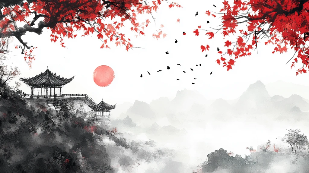 仙鹤楼阁古风山水画