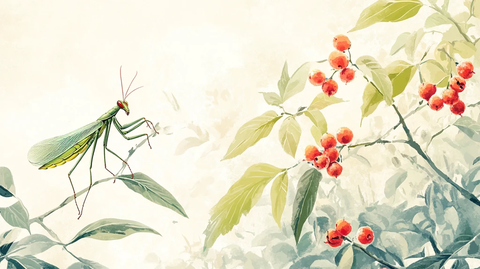 手绘古风工笔草虫果蔬