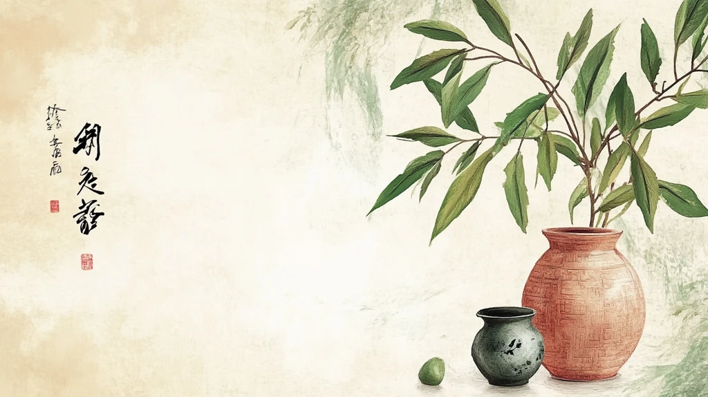 古风植物酒壶手绘插