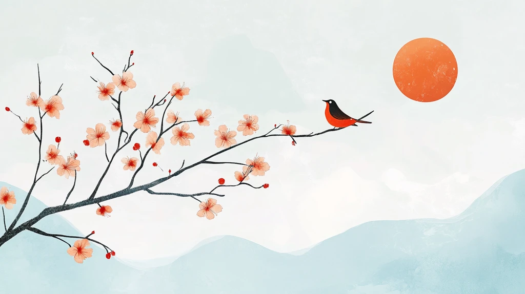 喜上眉梢禅意插画