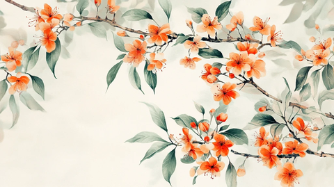 水彩梅花墙纸