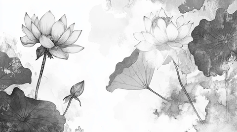 水墨意境莲花荷花