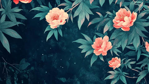 手绘春天古风花卉背景