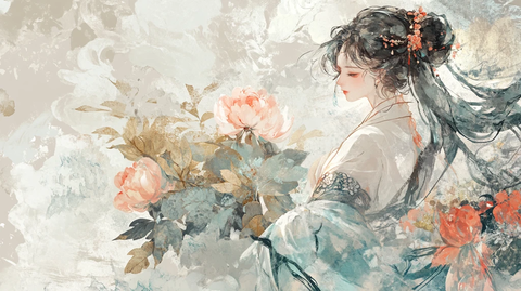 唯美古风少女插画