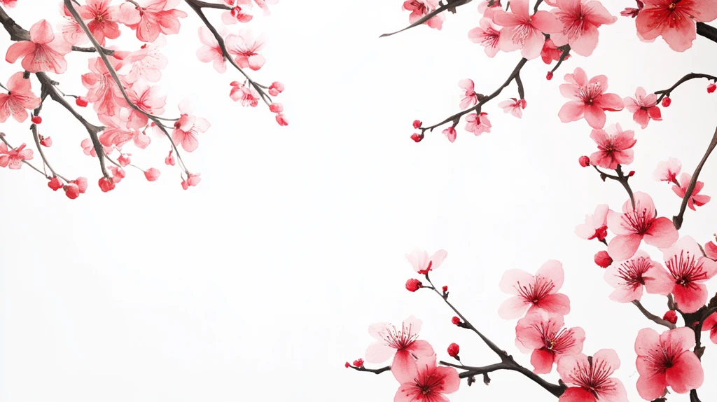 手绘梅花背景墙