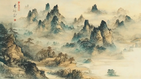 书房挂画云雾仙境