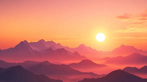 壮美大山日出全景