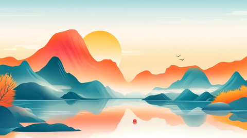 创意山水插画插图