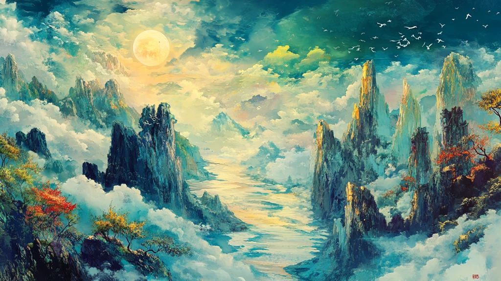 天界晓钟风景插画