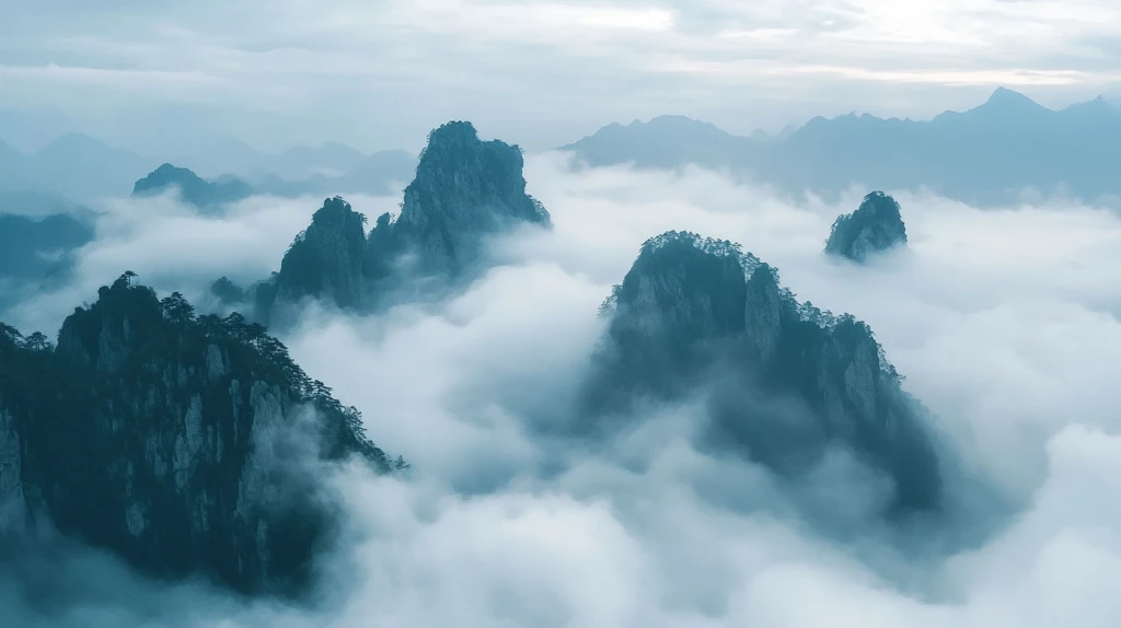 雾漫群峰图片素材下载