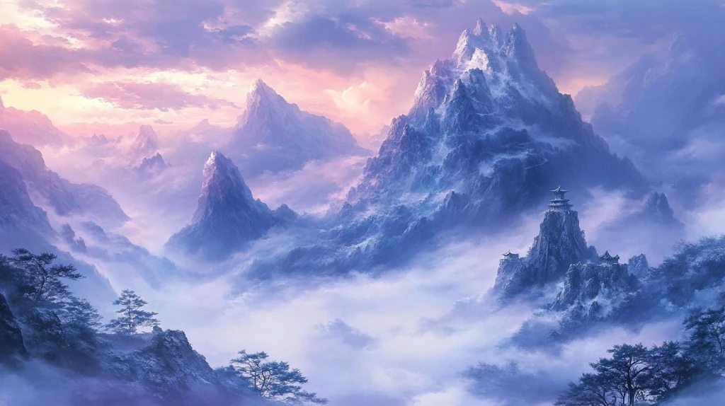 天界晓钟风景插画