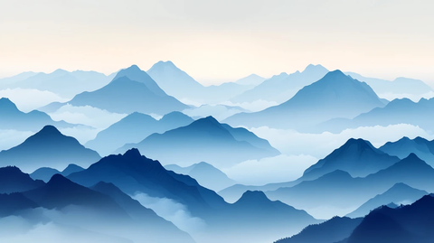 远山群山画水墨山水