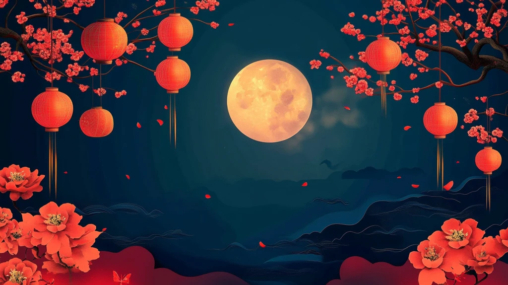 花好月圆包装插画