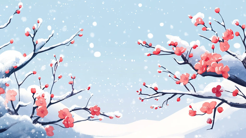 冰雪红梅插画
