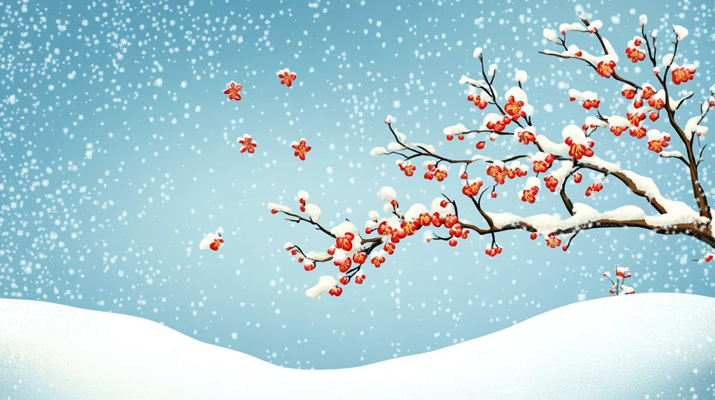 冰雪红梅插画