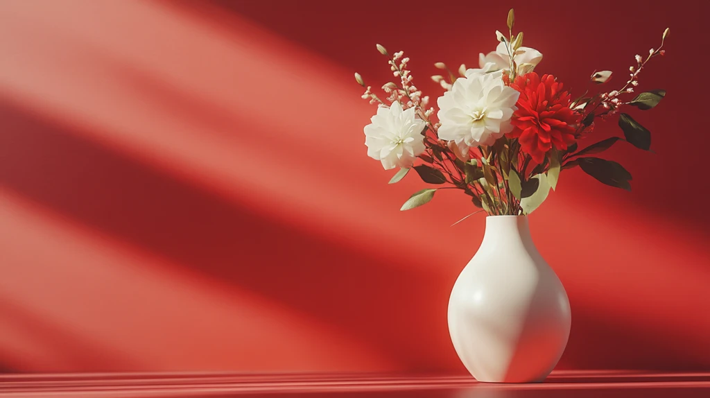 红色花卉摆设
