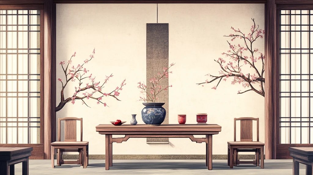 中式梅花阁楼背景