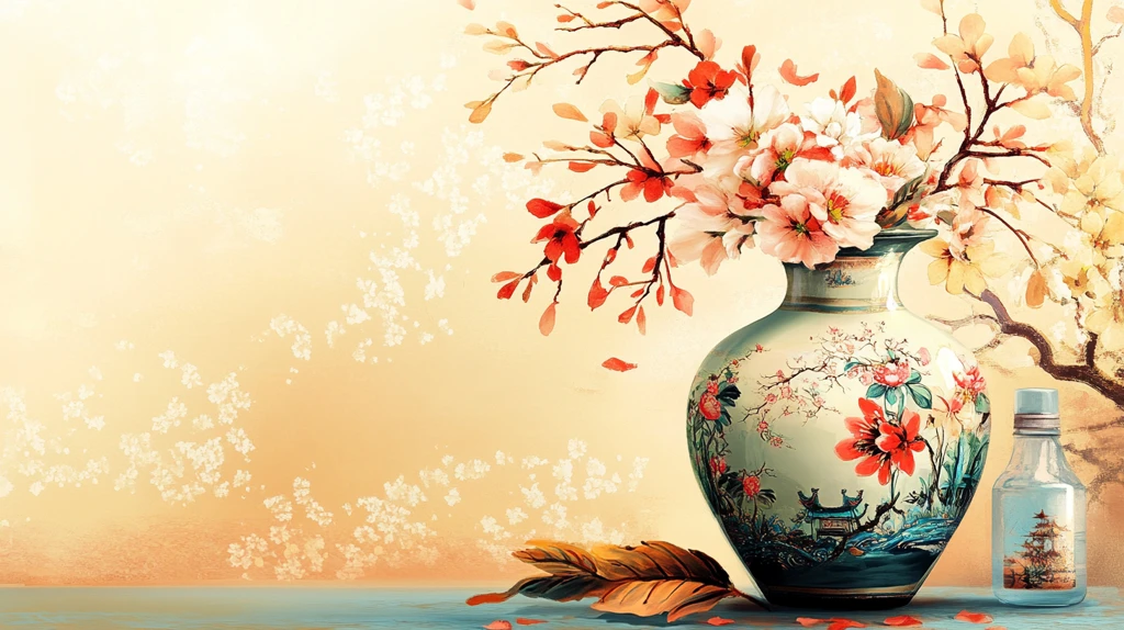 古风梅花酒壶手绘画