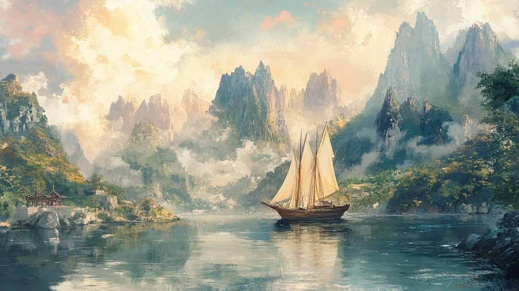 一帆风顺风景画