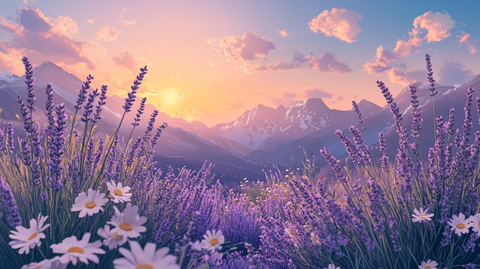 唯美梦幻花田场景